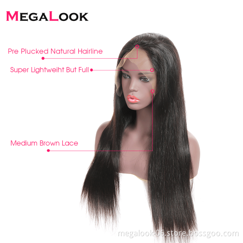 100% Cuticle Aligned Hair Full Hand Tied Straight Human Hair 12-22 Inch Full Lace Wig For Black Women